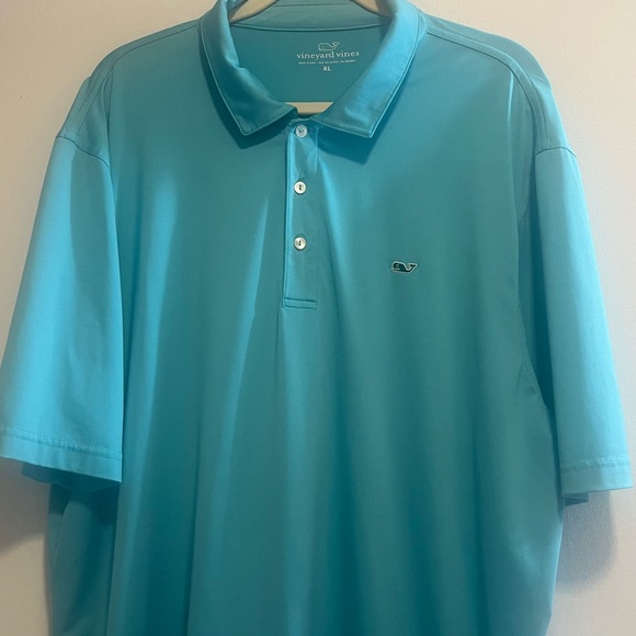 Vineyard Vines Men’s Performance Polo Shirt XL Blue Whale Logo Golf Coastal Prep - Picture 2 of 7